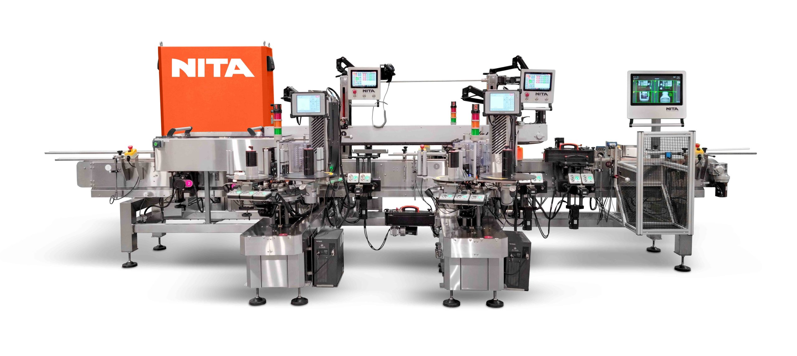 XP-200-T-ZDT Labeler with Feedscrews lazer coder zero down time reject station tracking